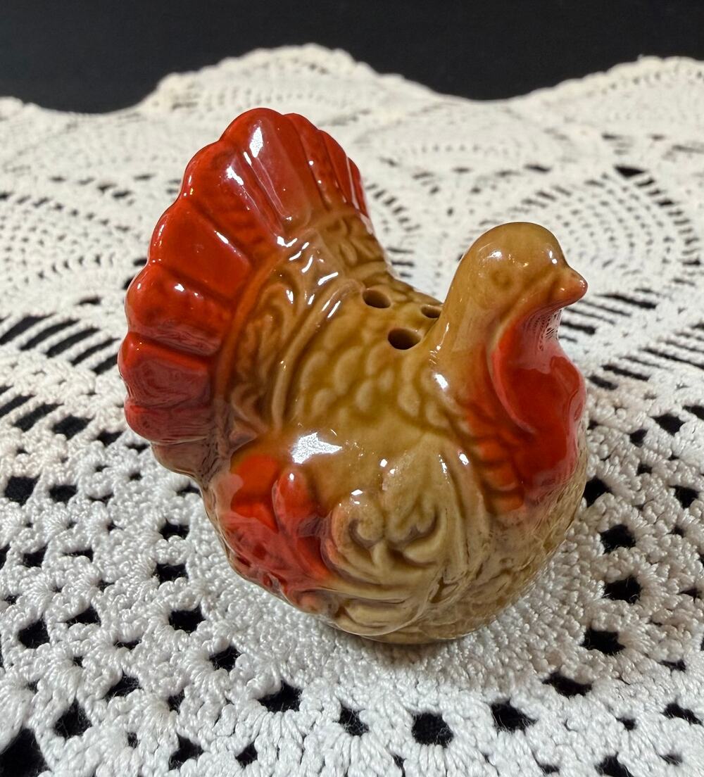 Vintage Turkey Salt Shaker Miniature Thanksgiving Fall Decor Single Turkey